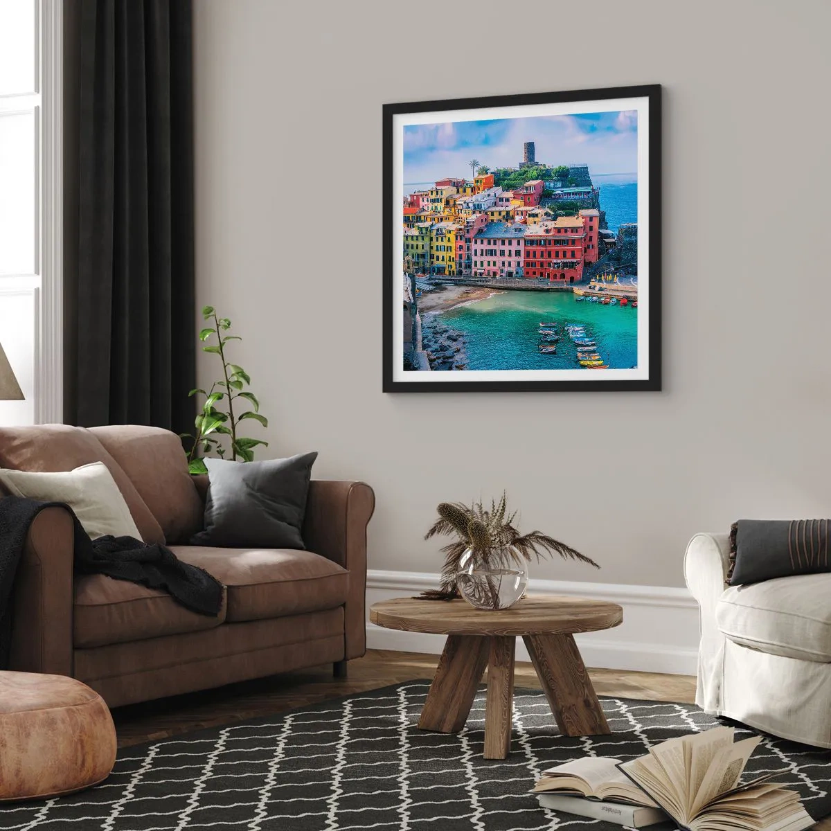 Plakat i sort ramme - Middelhavets magiske by - 50x50 cm