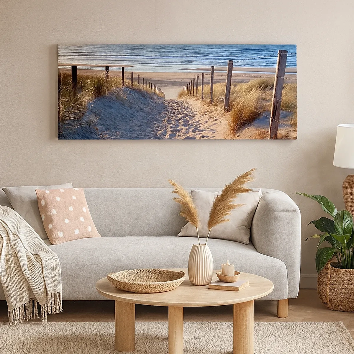 Lærredstryk - Billede på lærred - Havet brummer, fuglene synger, en vild strand midt i græsset.... - 30x30 cm