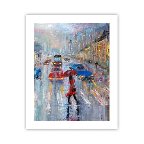Plakat - Regnfuld eftermiddag i byen - 40x50 cm