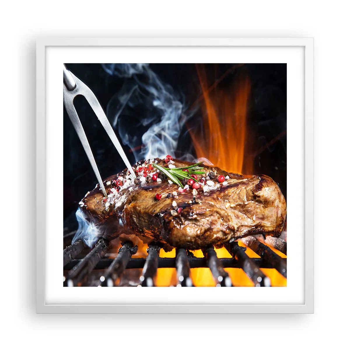 Plakat i hvid ramme - Saftig og velduftende - 50x50 cm