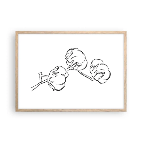 Plakat i ramme af lyst egetræ - Bomuld ned - 70x50 cm
