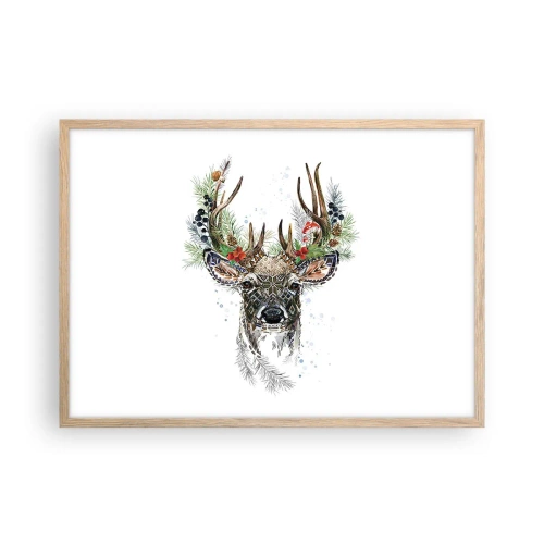 Plakat i ramme af lyst egetræ - I festlig påklædning - 70x50 cm