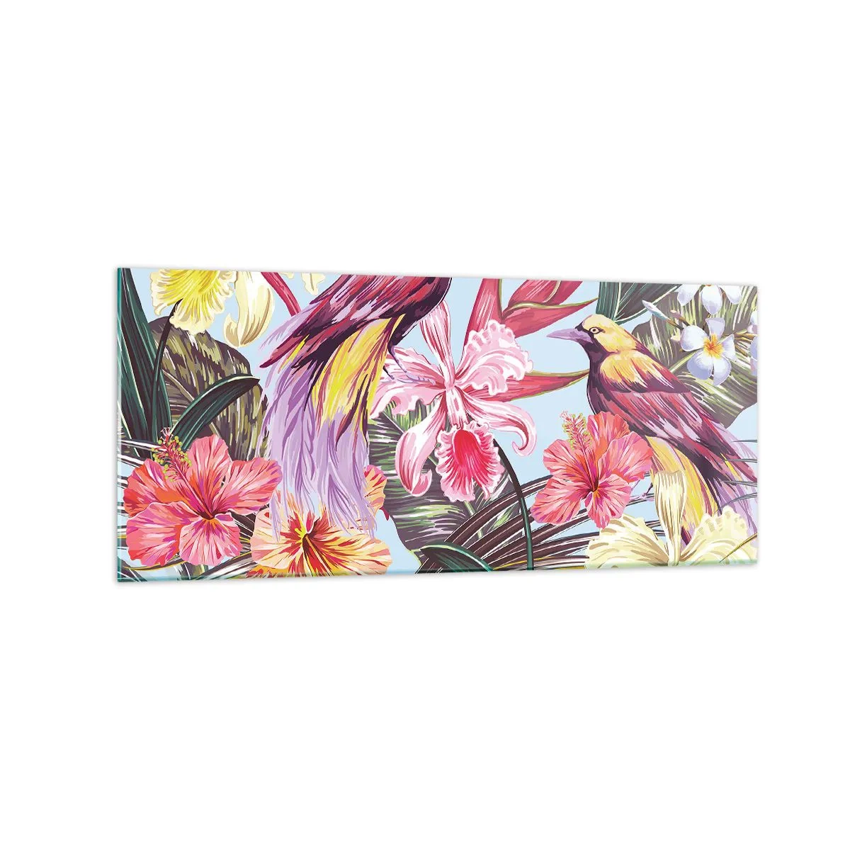 Billede på glas - Kronblade og fjer - 120x50 cm