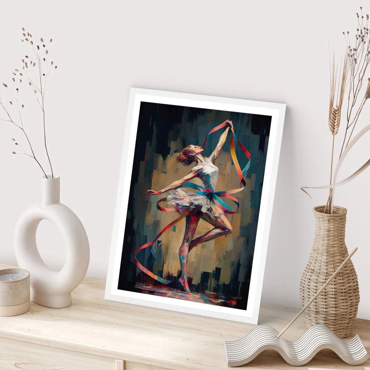 Plakat i hvid ramme - Dans med et bånd - 70x100 cm