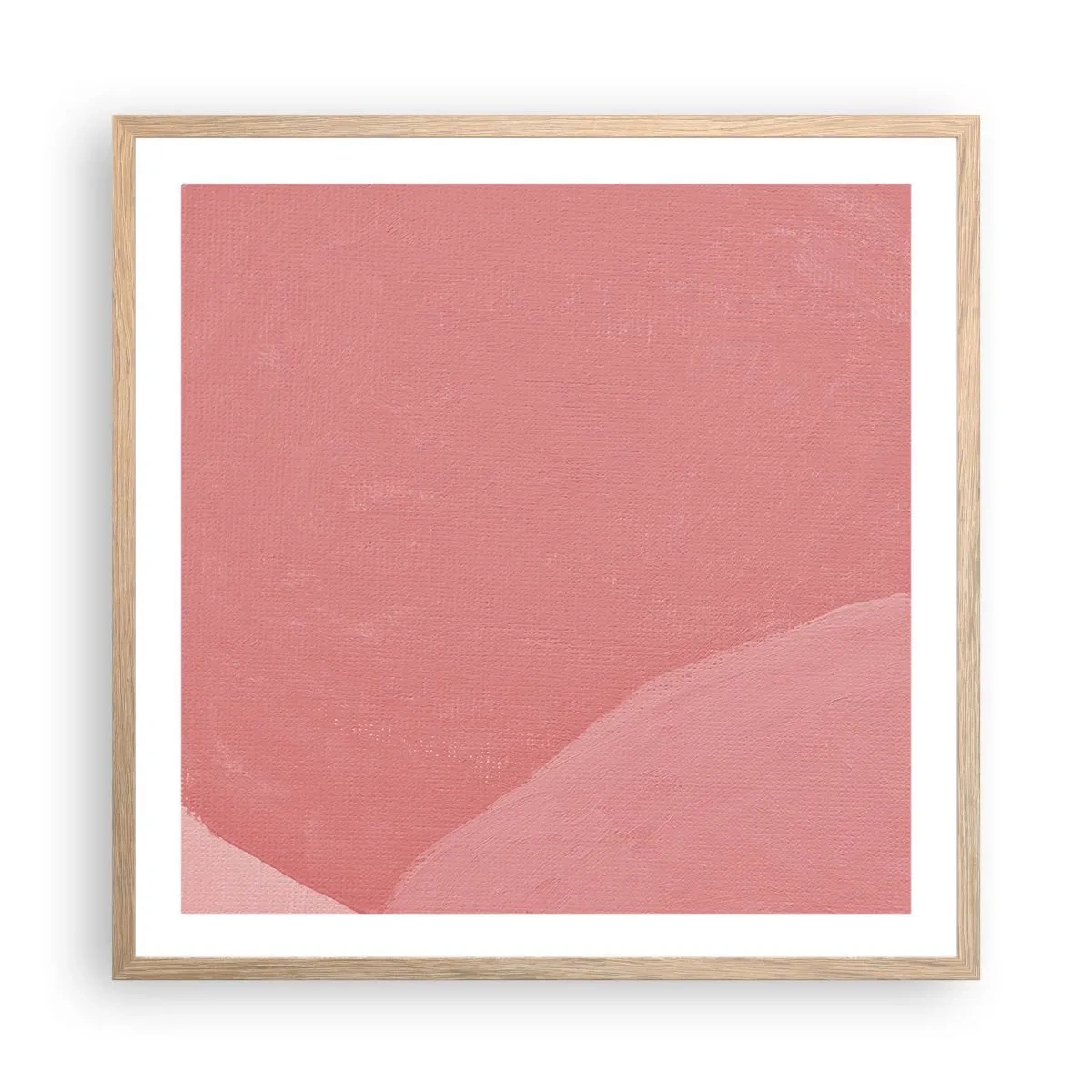 Plakat i ramme af lyst egetræ - Organisk komposition i pink - 60x60 cm