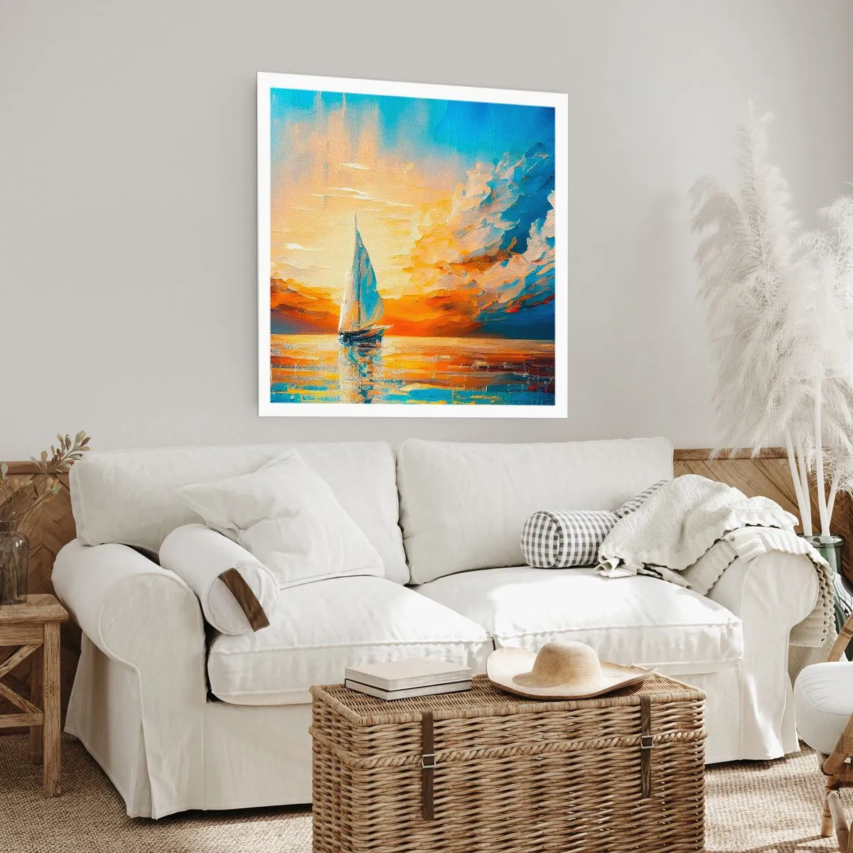 Plakat - Sejler i guld - 40x40 cm