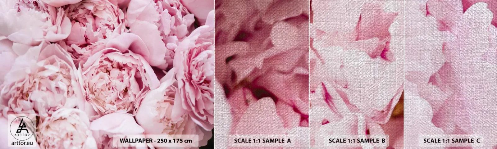 Prøve Fototapet Premium Canvas - Hyggeligt og velduftende - Pæon, Blomster, Buket blomster - 100x30 cm