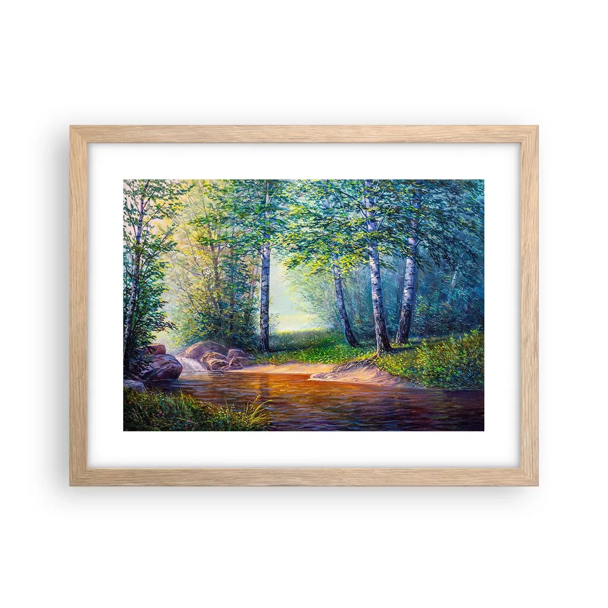 Plakat i ramme af lyst egetræ - Idylliske omgivelser - 40x30 cm
