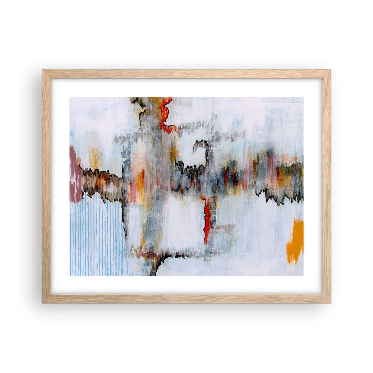 Plakat i ramme af lyst egetræ - En pind på vandet - 50x40 cm