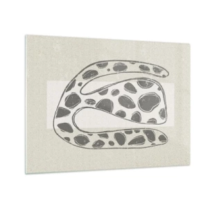 Billede på glas - En fantasifuld organisk form i grå nuancer på beige - 70x50cm - Bizart væsen - Moderne vægdekoration til stue og soveværelse ARTTOR