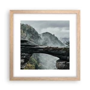 Plakat i ramme af lyst egetræ - Eventyret er ved at begynde - 30x30 cm