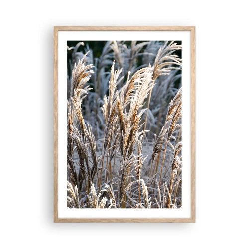 Plakat i ramme af lyst egetræ - Pyntet med frost - 50x70 cm