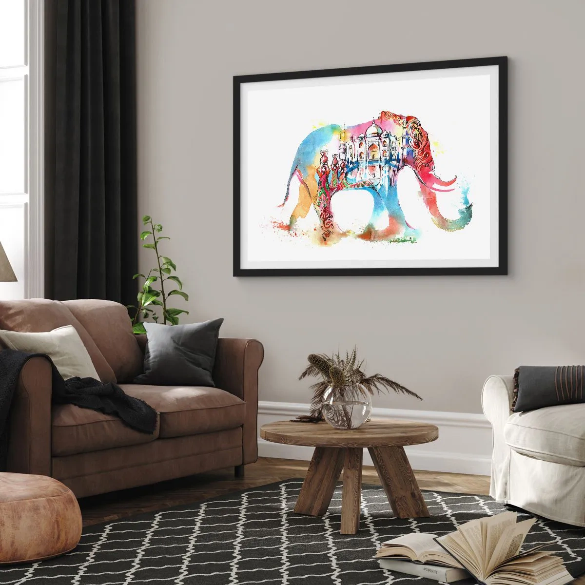 Plakat i sort ramme - Indien - kærlighedens aura - 70x50 cm