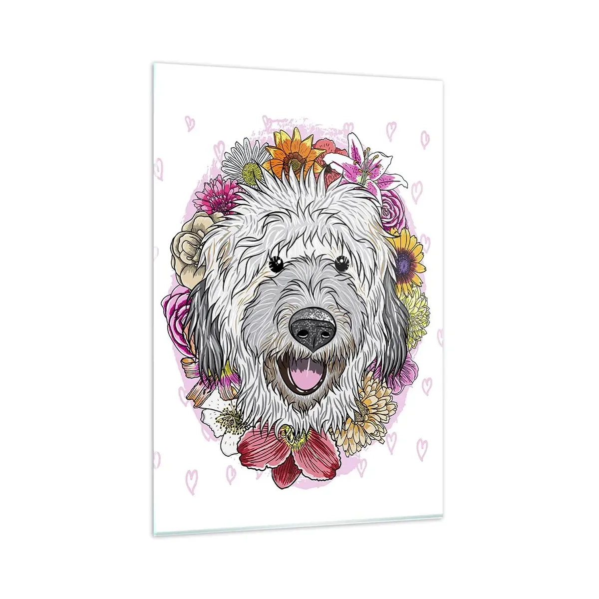 Billede på glas - Hvalpens glæde - 80x120 cm