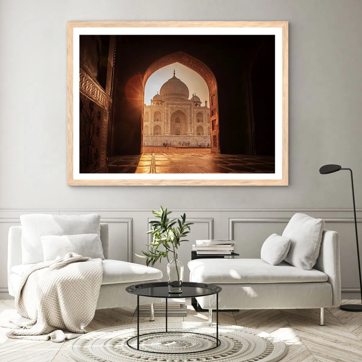Plakat i ramme af lyst egetræ - Et monument over overjordisk kærlighed - 40x30 cm