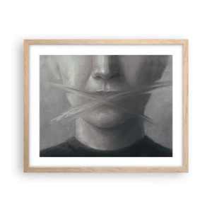 Plakat i ramme af lyst egetræ - Ikke et ord - 50x40 cm