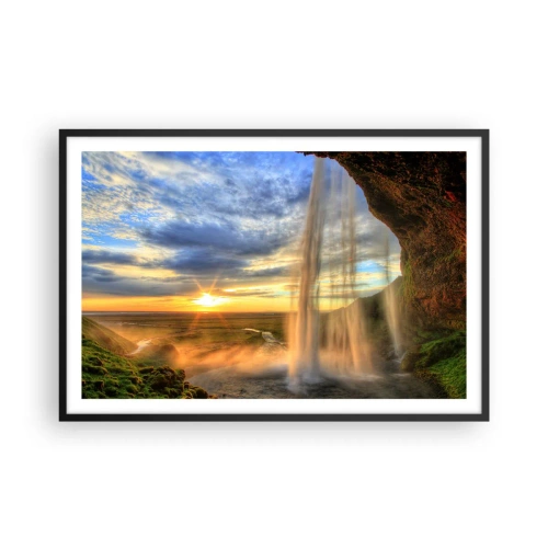 Plakat i sort ramme - Verden bag sløret af dråber - 91x61 cm