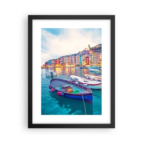 Plakat i sort ramme - En farverig aften i havnen - 30x40 cm