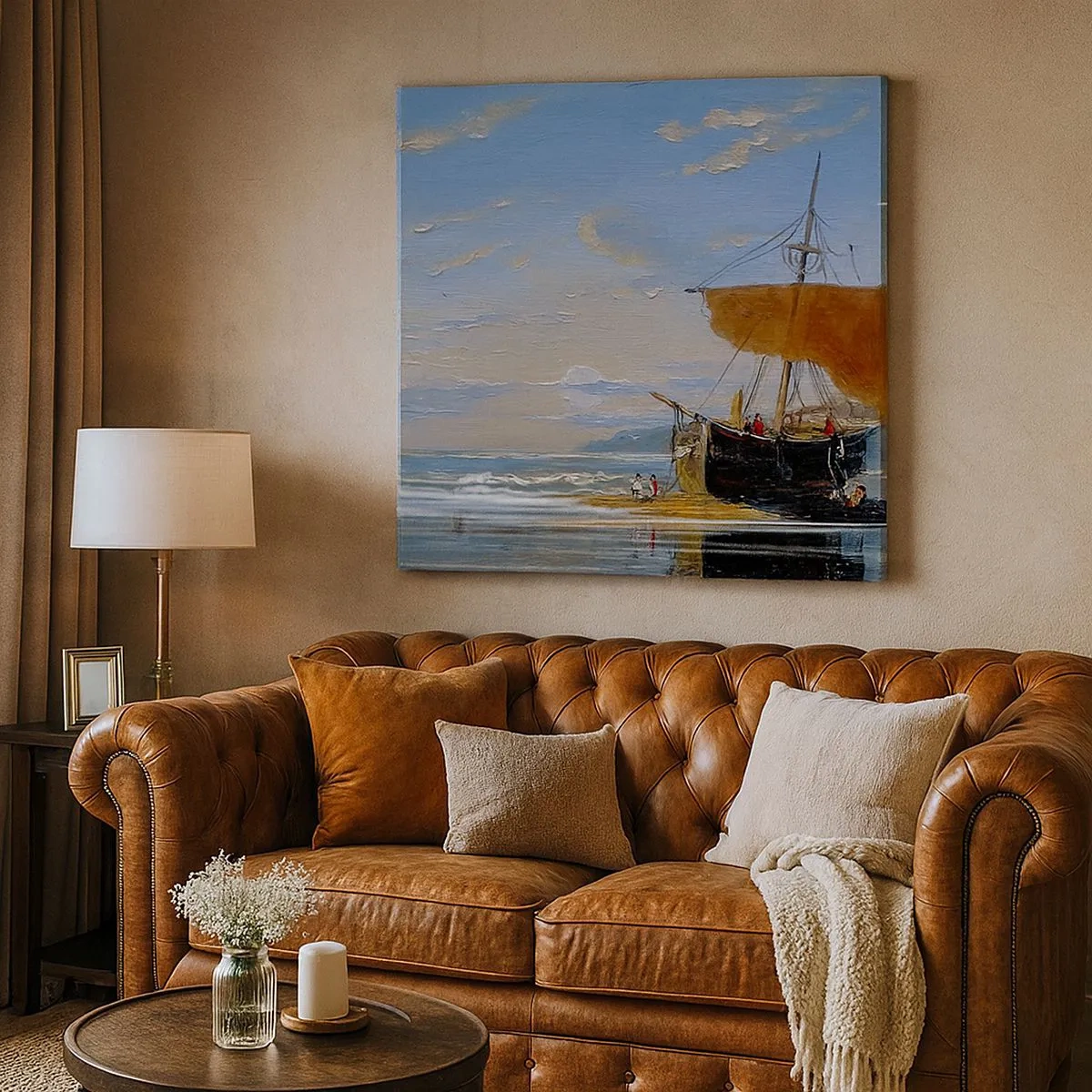 Lærredstryk - Billede på lærred - Vand, jord, luft - 30x30 cm