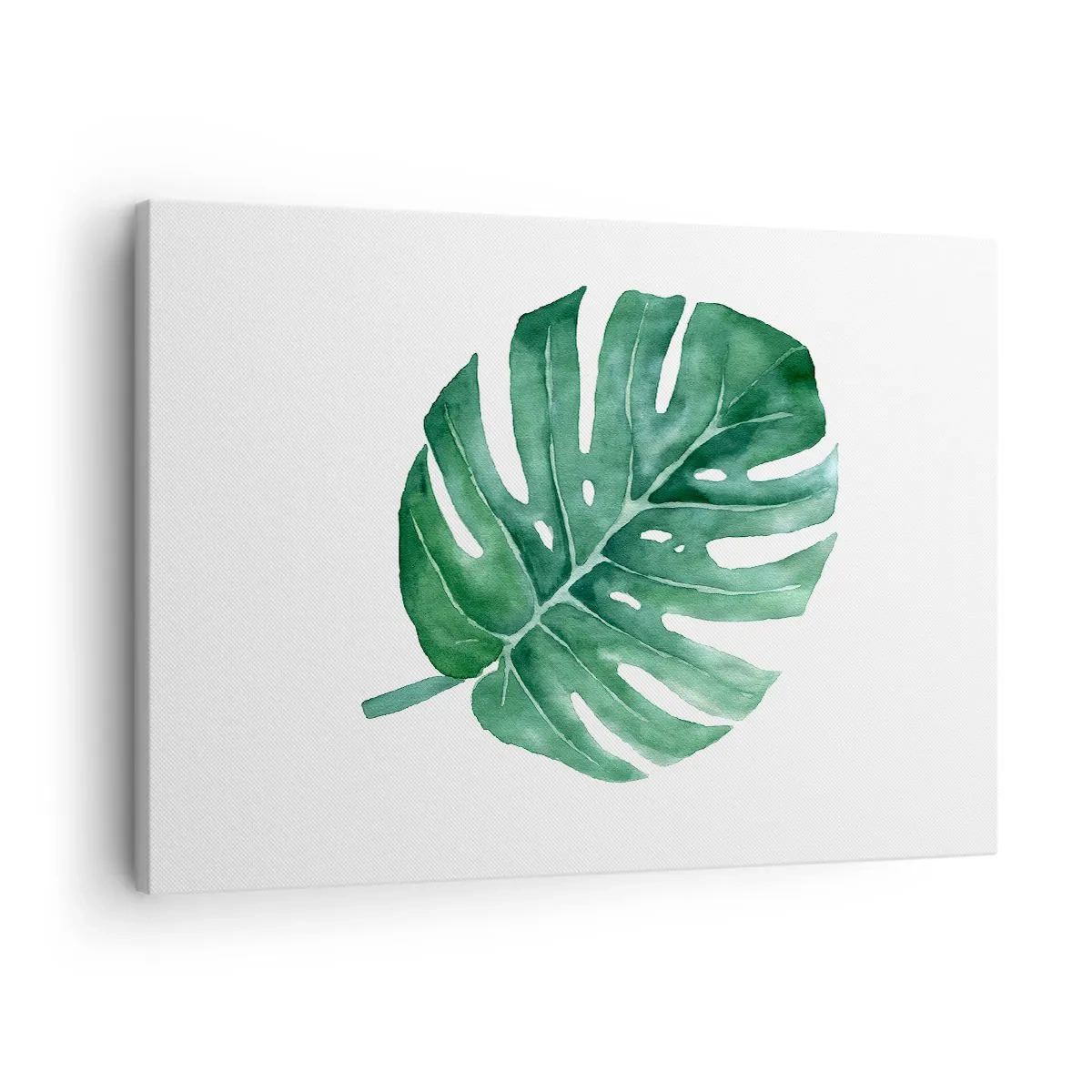 Lærredstryk - Billede på lærred - Grønt monsterablad i minimalistisk stil - 70x50cm - Grønt koncept - Moderne vægdekoration til stue og soveværelse ARTTOR