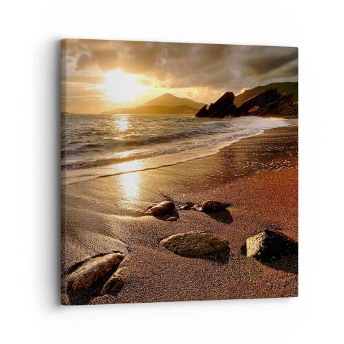 Lærredstryk - Billede på lærred - Følg solen til bjergene - 30x30 cm