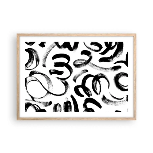 Plakat i ramme af lyst egetræ - I sort og hvidt - 70x50 cm