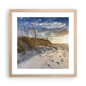 Plakat i ramme af lyst egetræ - Indbydelse til en vandretur - 40x40 cm