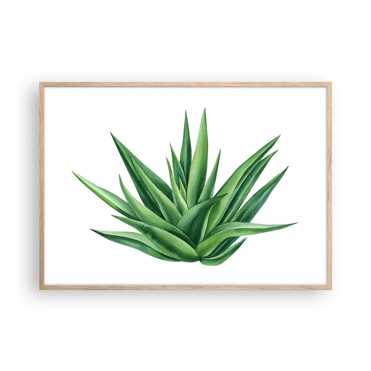 Plakat i ramme af lyst egetræ - Grøn - styrke - liv - 100x70 cm