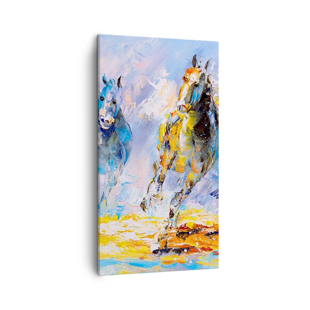 Lærredstryk - Billede på lærred - Galopperer gennem det blanke skær - 45x80 cm