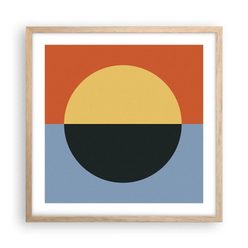 Plakat i ramme af lyst egetræ - En sammensætning af varme og kølighed - 50x50 cm