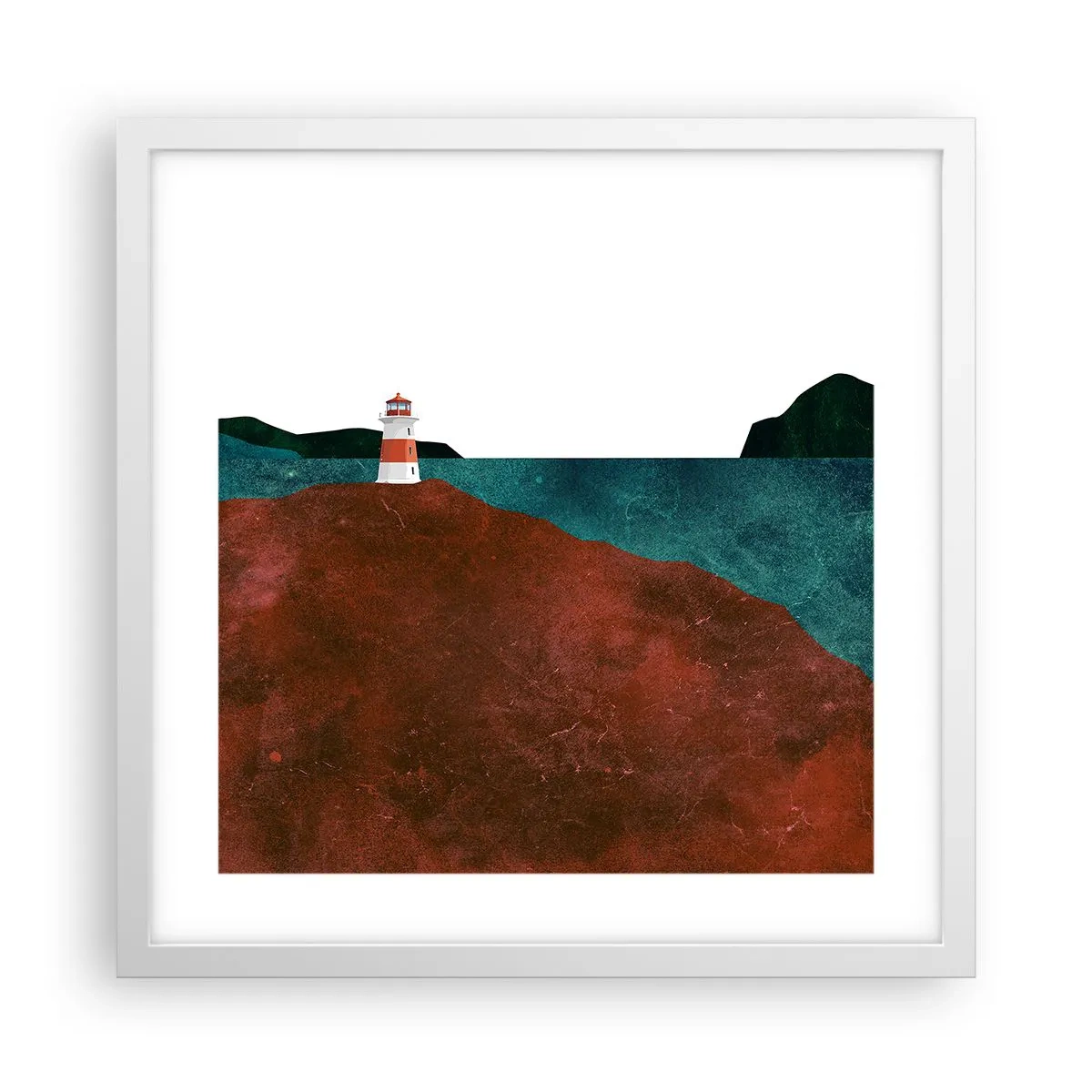 Plakat i hvid ramme - Med blikket rettet mod havet - 40x40 cm