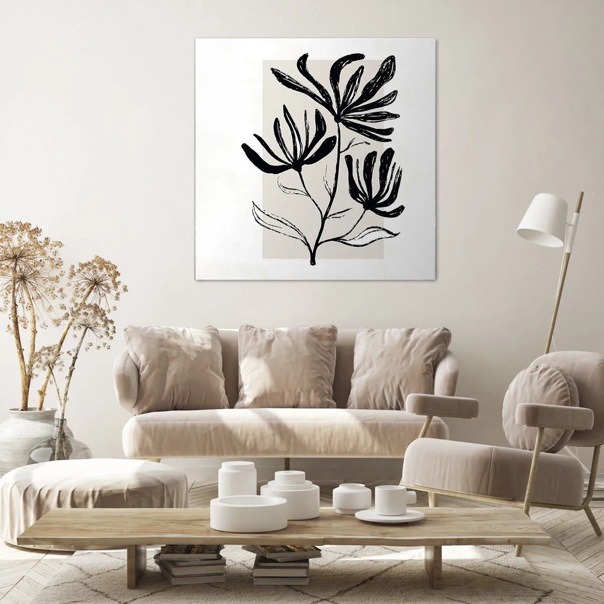 Lærredstryk - Billede på lærred - Skitse til et herbarium - 70x70 cm