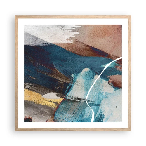 Plakat i ramme af lyst egetræ - Med flair og energi - 60x60 cm