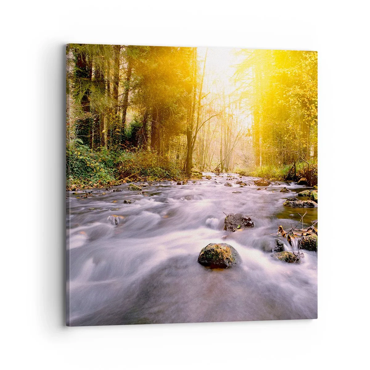 Lærredstryk - Billede på lærred - Malachit i sølv- og guldfatning - 70x70 cm