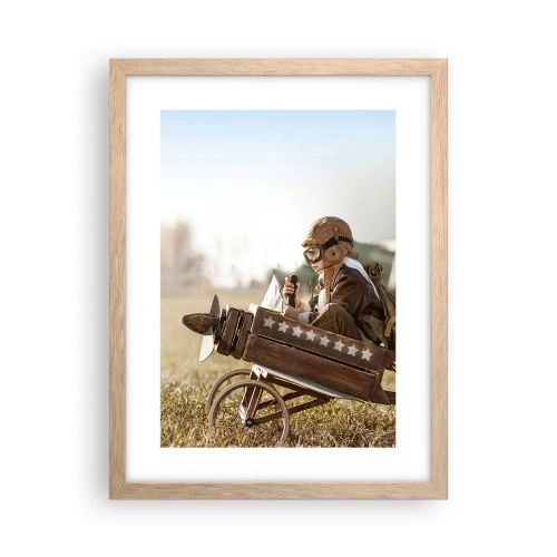 Plakat i ramme af lyst egetræ - Start mod drømmen - 30x40 cm