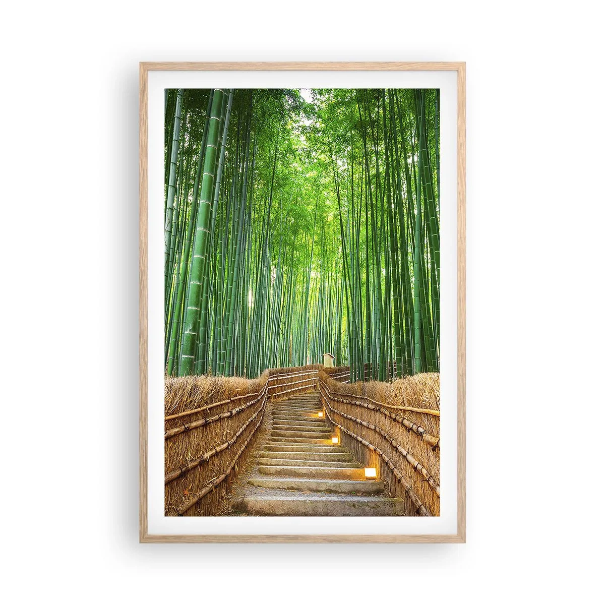 Plakat i ramme af lyst egetræ - Essensen af den asiatiske natur - 61x91 cm