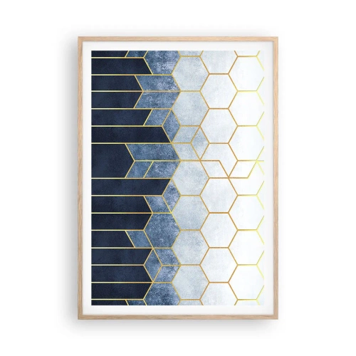 Plakat i ramme af lyst egetræ - Komposition i synkoperet rytme - 70x100 cm