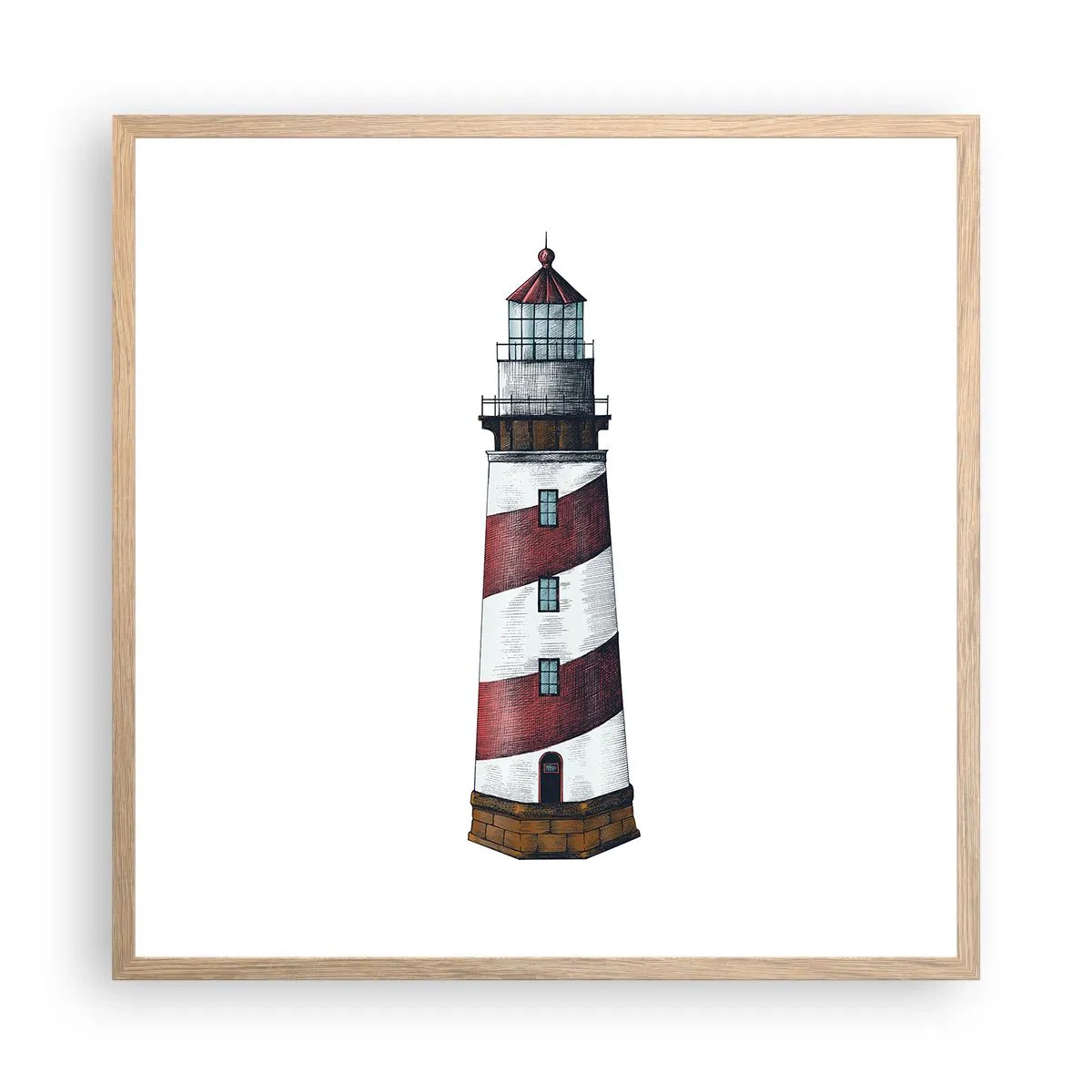 Plakat i ramme af lyst egetræ - Altid på vagt - 60x60 cm