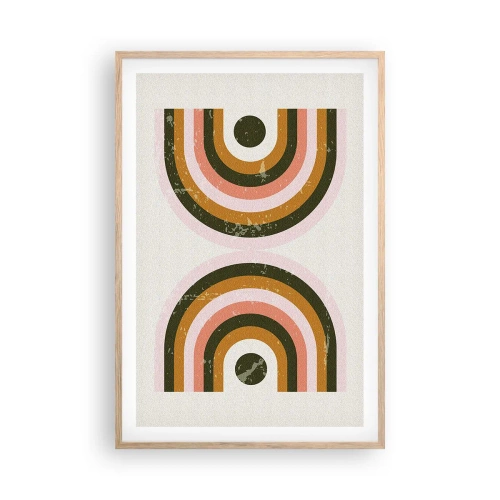 Plakat i ramme af lyst egetræ - Tvilling-abstraktion - 61x91 cm