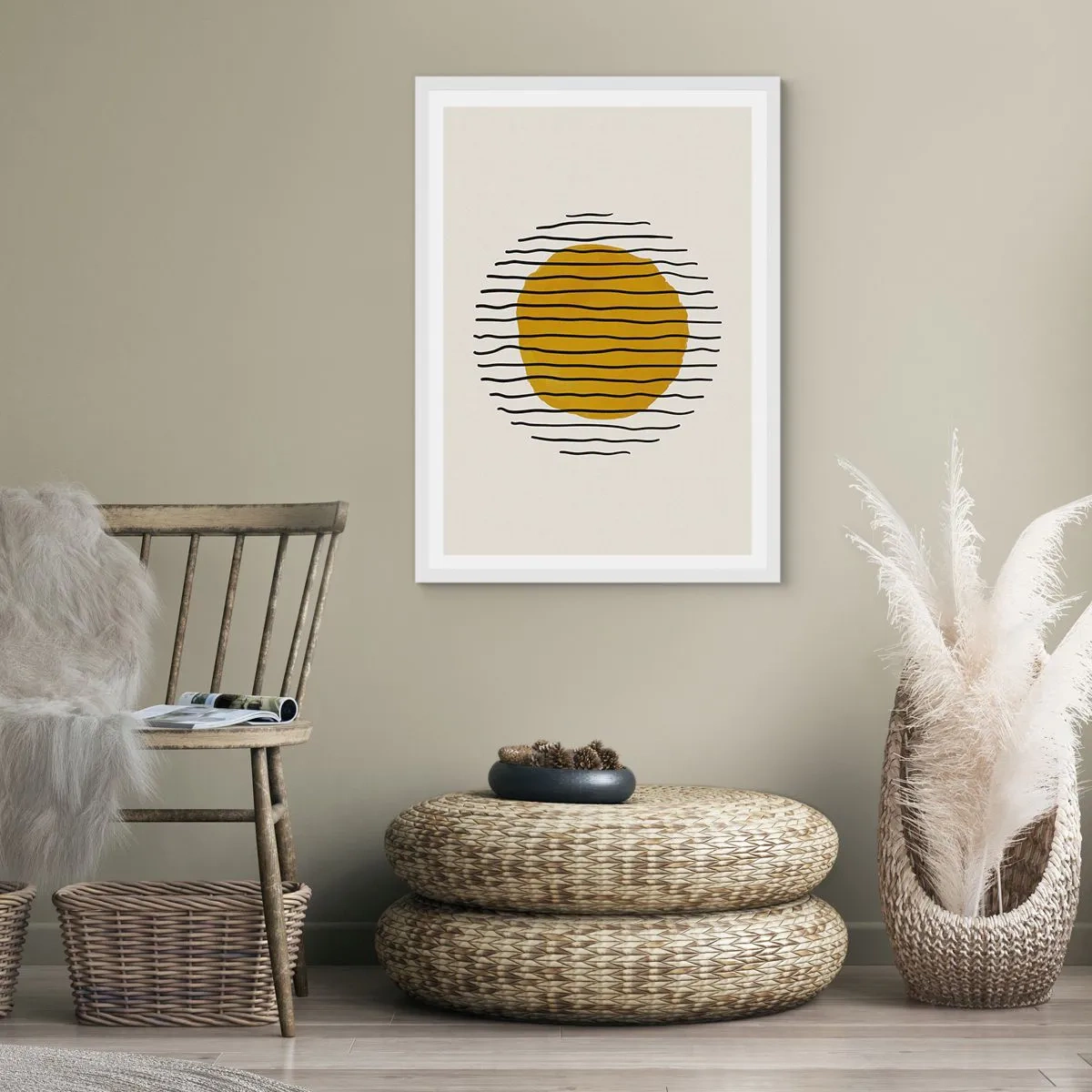 Plakat i hvid ramme - Abstraktion, der skælver af varme - 70x100 cm