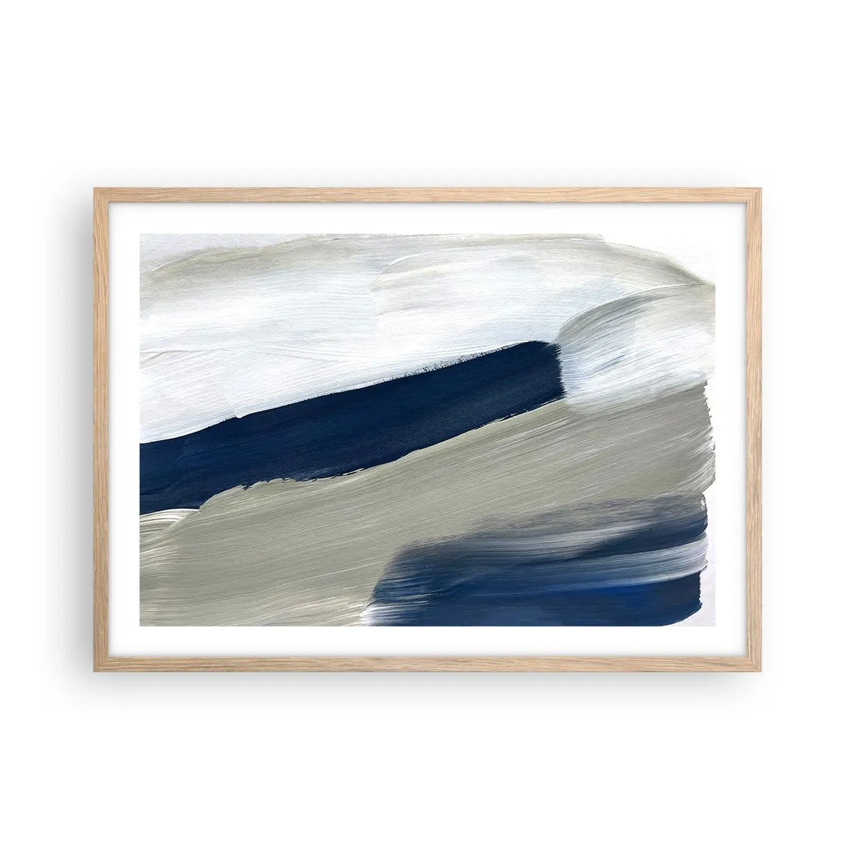 Plakat i ramme af lyst egetræ - Møde med det hvide - 70x50 cm