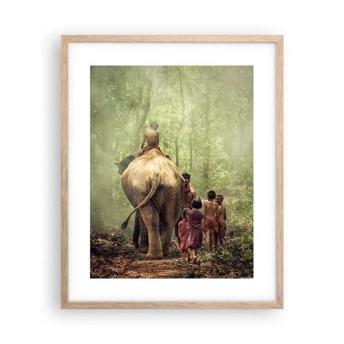 Plakat i ramme af lyst egetræ - Den nye Junglebog - 40x50 cm