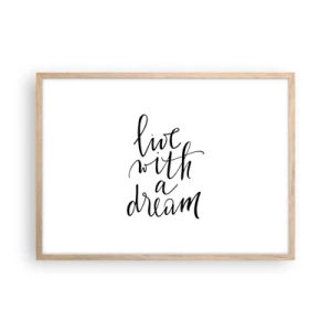 Plakat i ramme af lyst egetræ - Of course - 70x50 cm