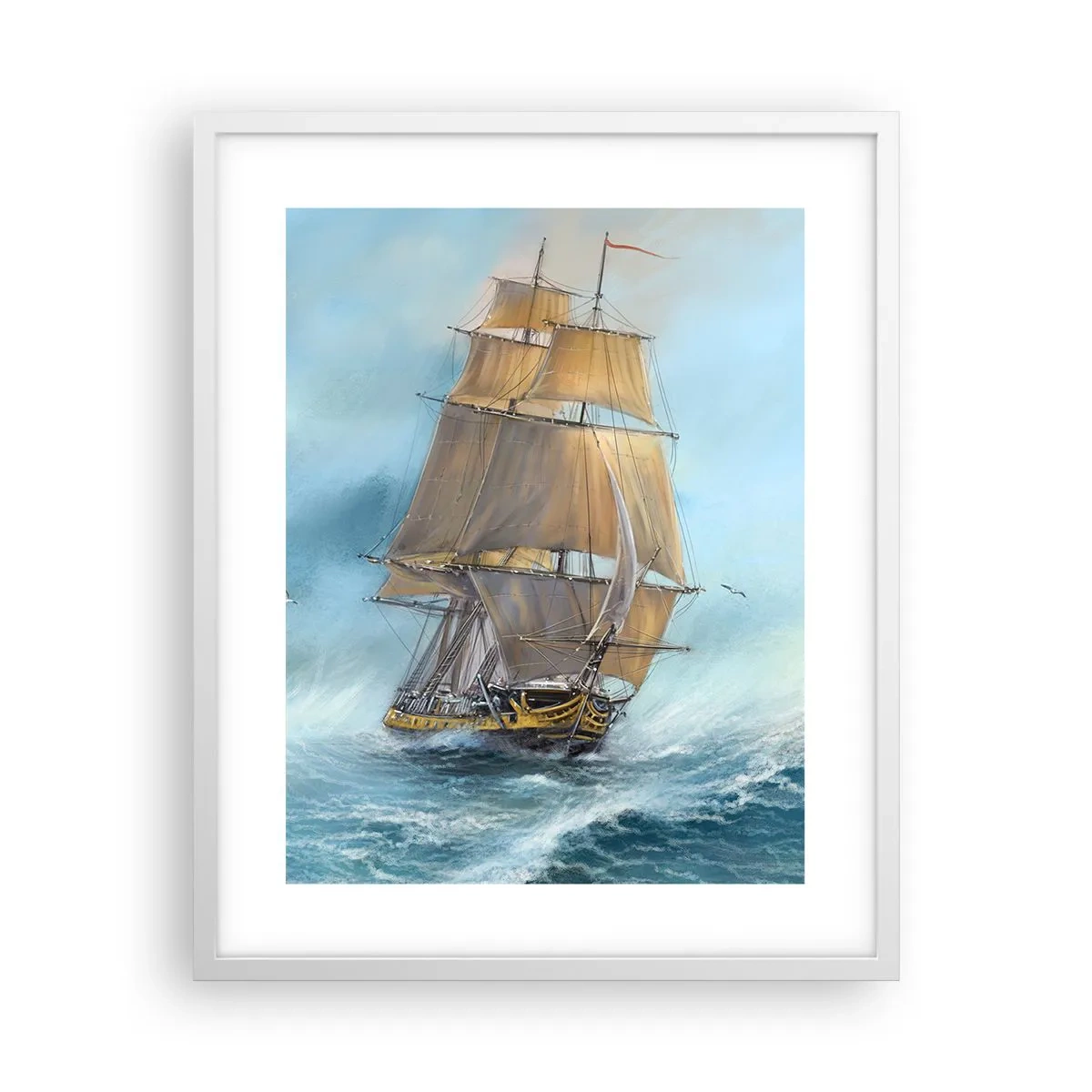 Plakat i hvid ramme - Bølgende gennem bølgerne - 40x50 cm