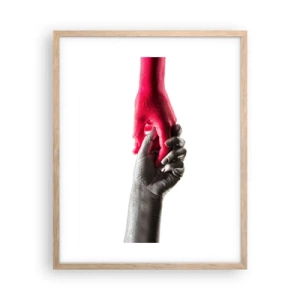 Plakat i ramme af lyst egetræ - Sammen, om end forskellige - 40x50 cm