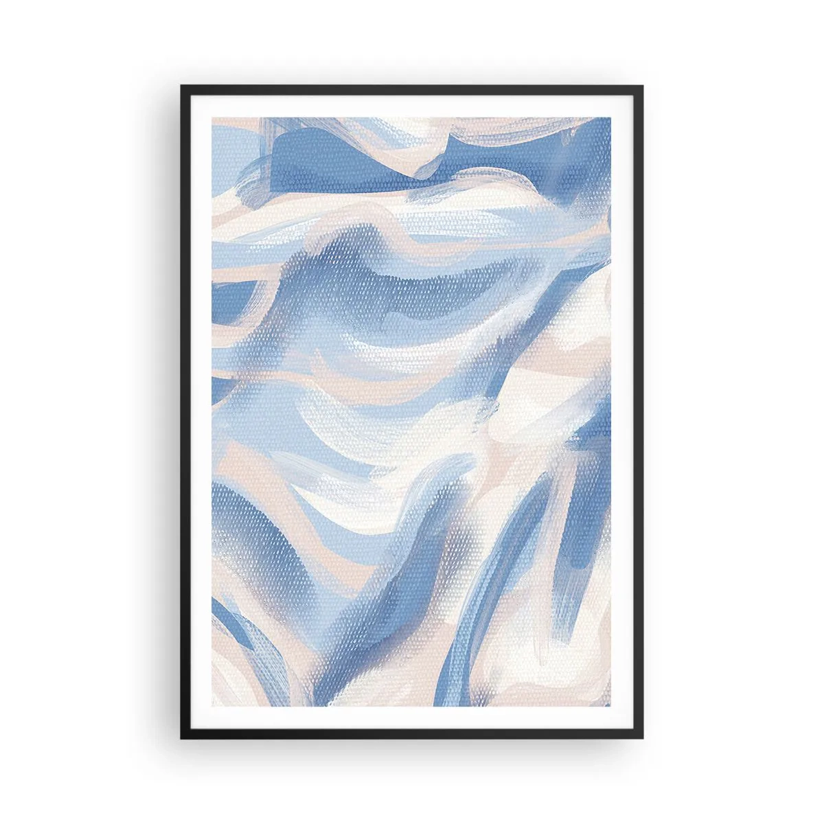 Plakat i sort ramme - Blå krusninger - 70x100 cm