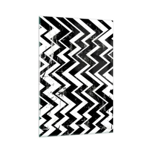 Billede på glas - Zig-hvid, zag-sort - 80x120 cm