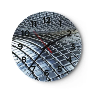 Vægur, Uret - Bølge i metallisk sølv - 30x30 cm