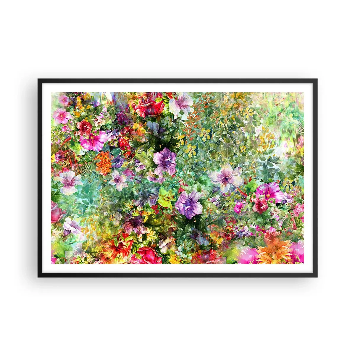 Plakat i sort ramme - Ind i blomsterne ved fortabelse - 100x70 cm