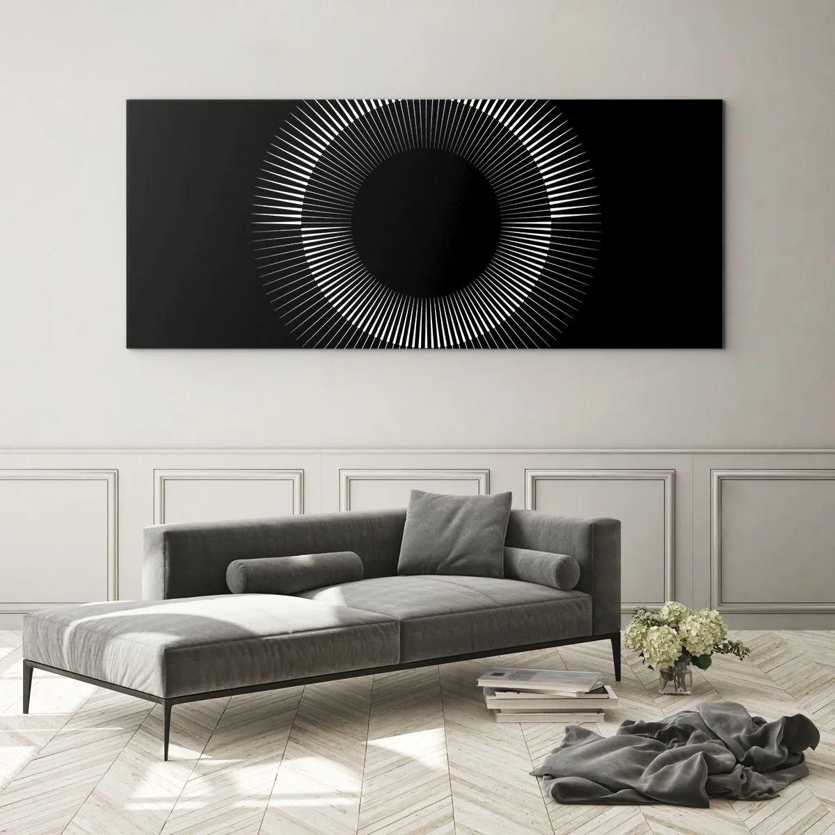 Billede på glas - Sort sol - 100x40 cm